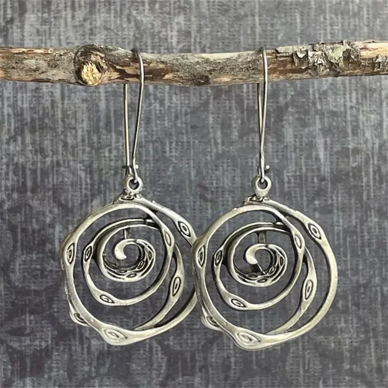 Kolczyki z labiryntem Vintage Silver