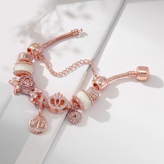 Bransoletka Rose Dreamcatcher z zawieszkami ze srebra próby 925